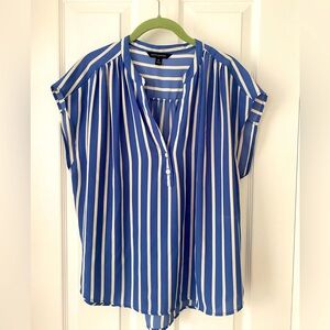 Blue and White Striped Blouse Banana Republic
